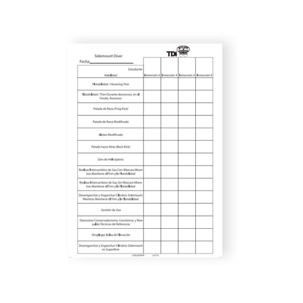 Spanish Sidemount Instructor Evaluation Slate-0